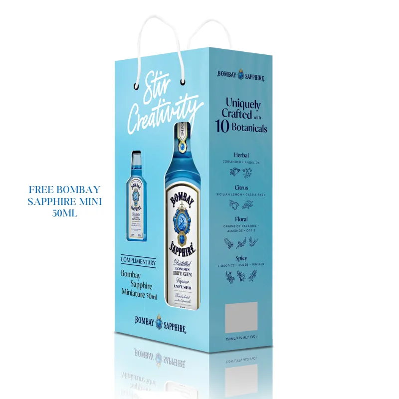 Bombay Sapphire Dry Gin (750ML) Free Mini